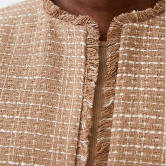 French Connection Women's Effie Boucle Open Front Jacket - Camel Sz 12,MSRP:138$ - Picture 3 of 3